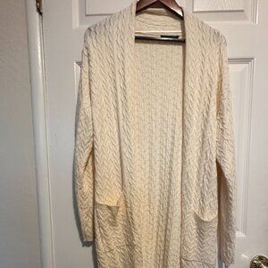 LARGE T Tahari CREAM Cardigan Sweater